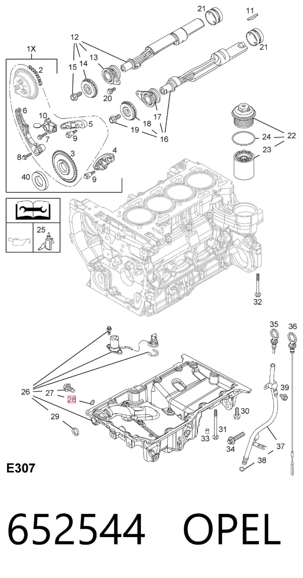 Vedante de rolha de panela de motor 652544 Opel