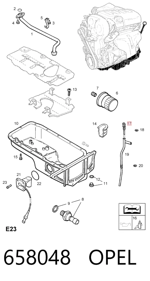 Sonda (indicador) do nível de óleo no motor 658048 Opel