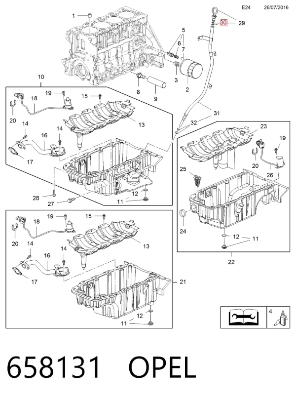 Vedante da tampa de válvulas de motor, anel 658131 Opel