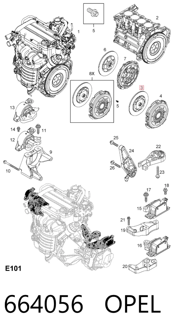 Disco de embraiagem 664056 Opel