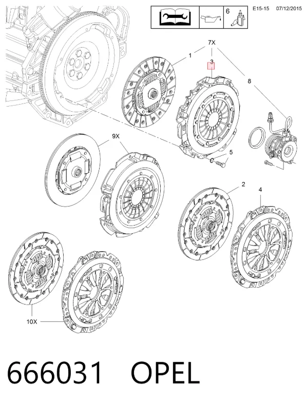 Cesta de embraiagem 666031 Opel