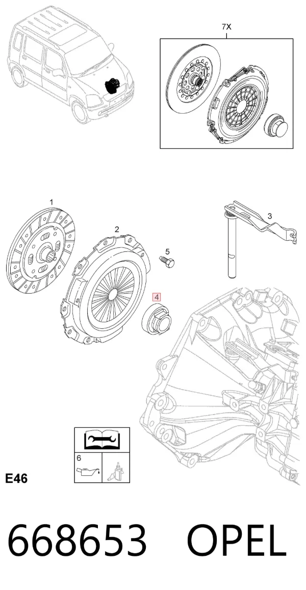 Rolamento de liberação de embraiagem 668653 Opel