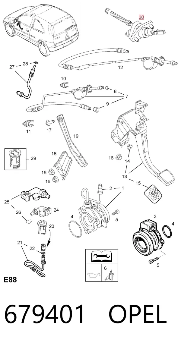 Cilindro mestre de embraiagem 679401 Opel