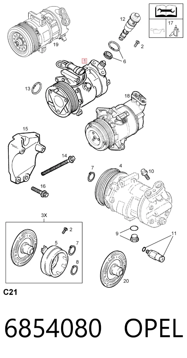 Compressor de aparelho de ar condicionado 6854080 Opel