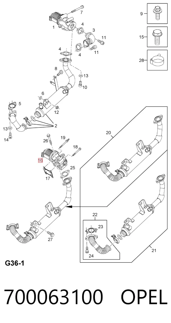 Válvula EGR de recirculação dos gases 700063100 Opel