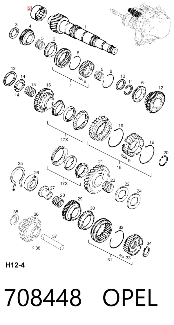 Rolamento da Caixa de Mudança 708448 Opel