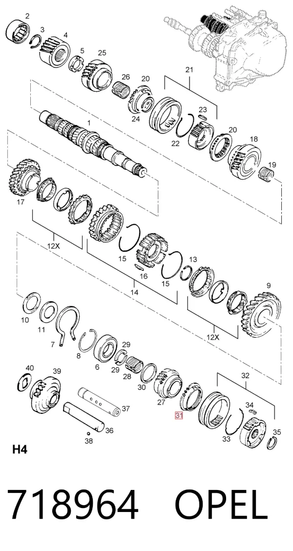 Sincronizador de 5ª velocidade 718964 Opel