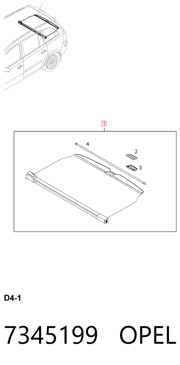 Estore da seção de bagagem 7345199 Opel