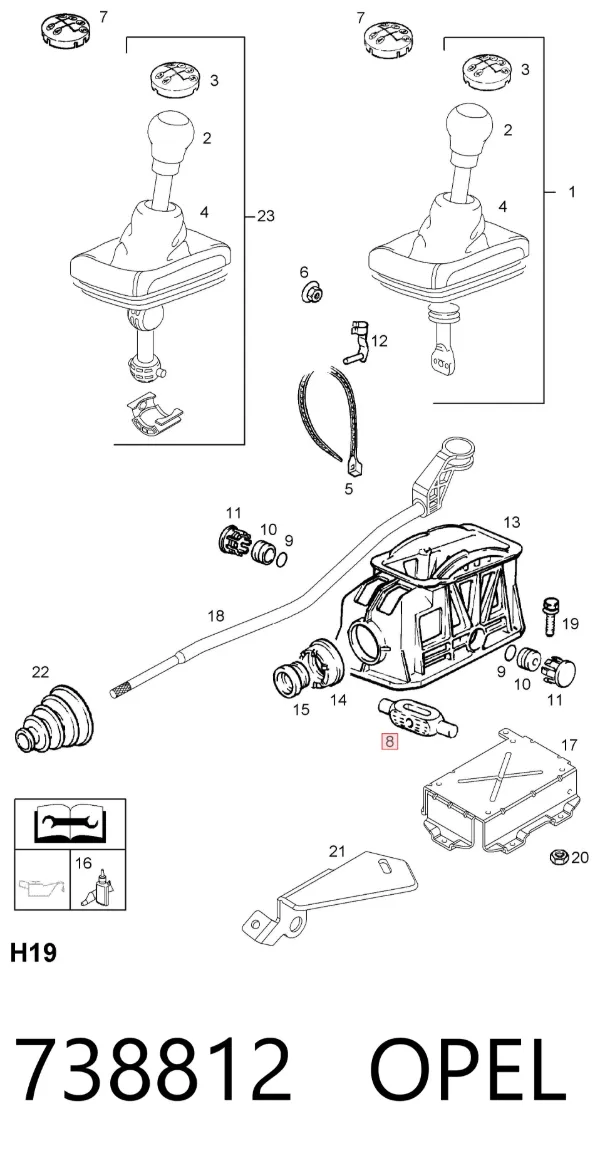 Consola de ligação da Caixa de Mudança 738812 Opel
