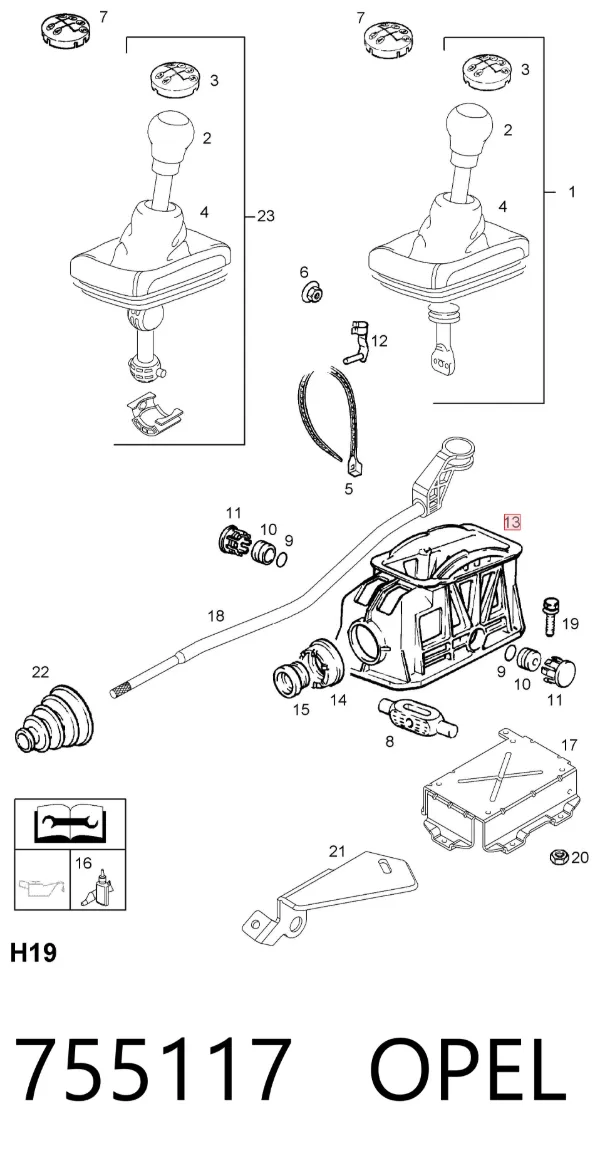 Mecanismo de mudança (ligação) 755117 Opel
