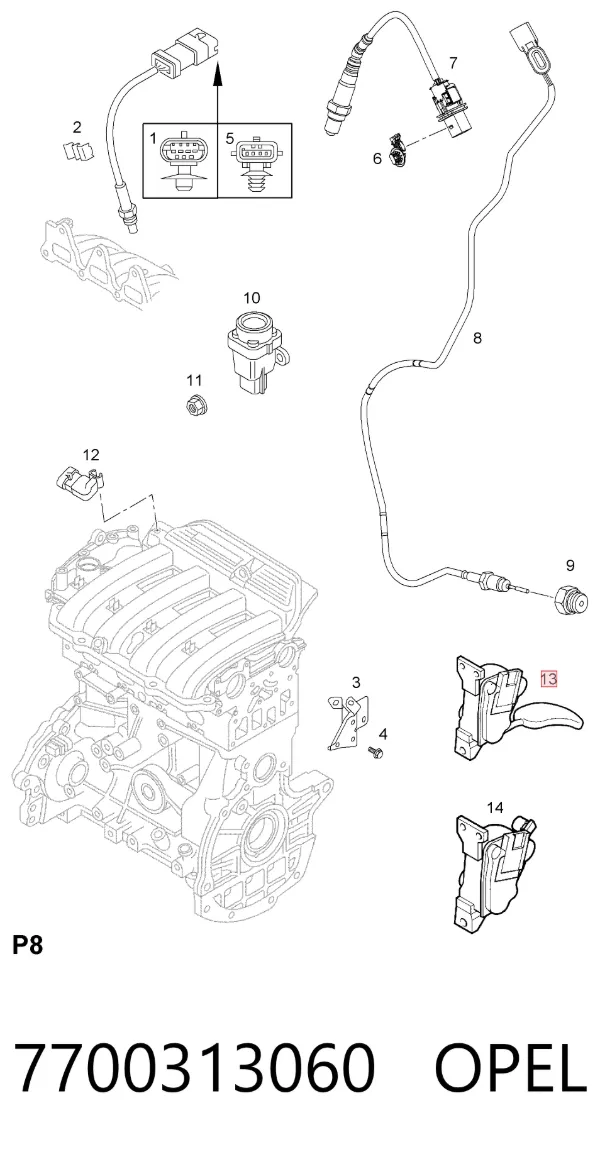 Pedal de gás (de acelerador) 7700313060 Opel