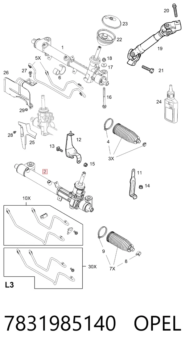 Cremalheira da direção 7831985140 Opel