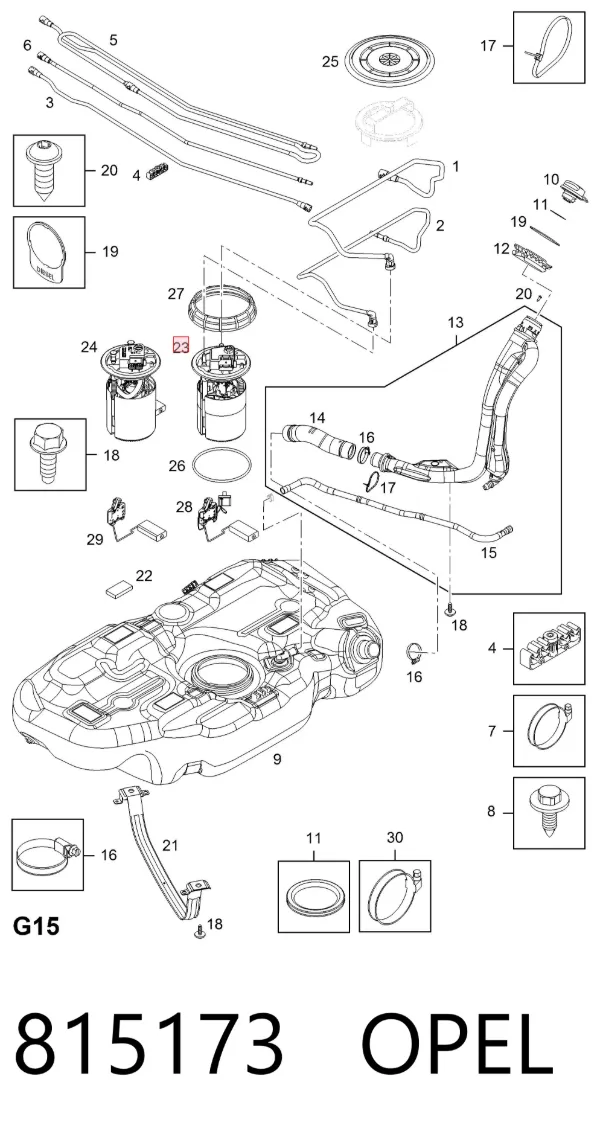 Módulo de bomba de combustível com sensor do nível de combustível 815173 Opel