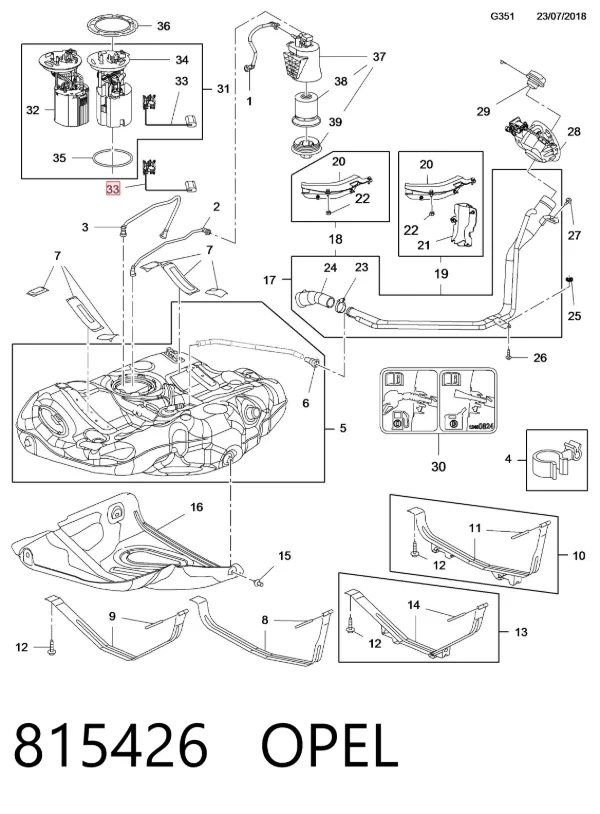 Sensor do nível de combustível no tanque 815426 Opel