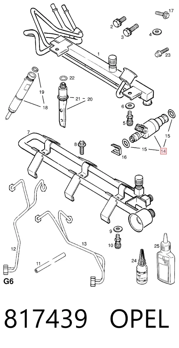 Injetor de injeção de combustível 817439 Opel