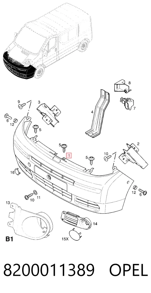 Pára-choque dianteiro 8200011389 Opel