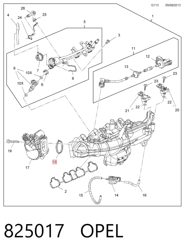 Vedante da válvula de borboleta 825017 Opel