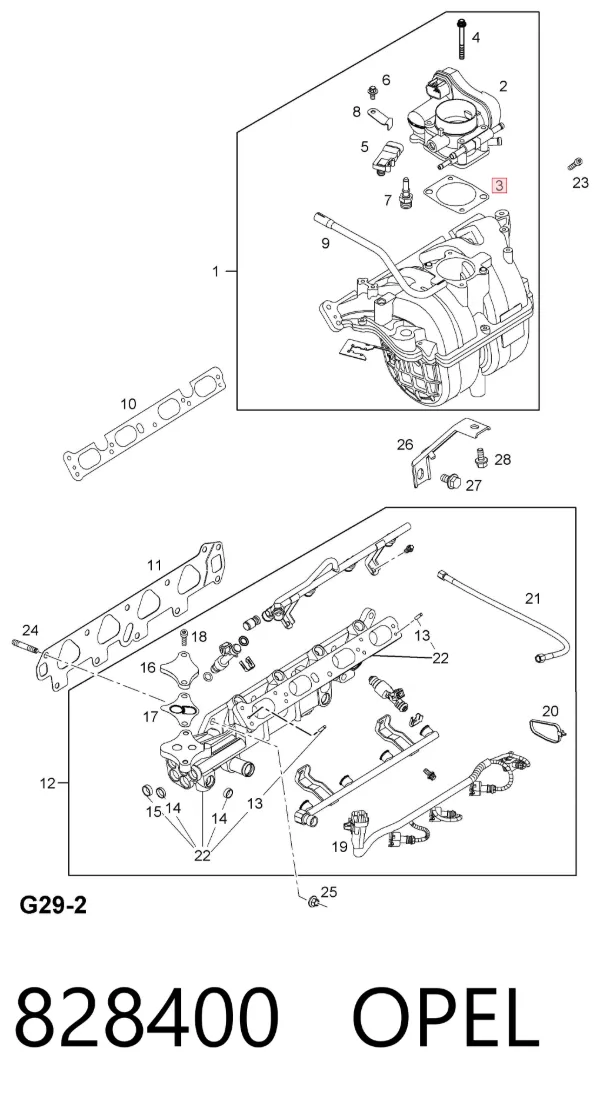 Vedante da válvula de borboleta 828400 Opel