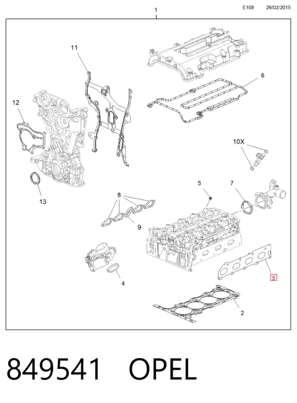 Vedante de tubo coletor de escape 849541 Opel