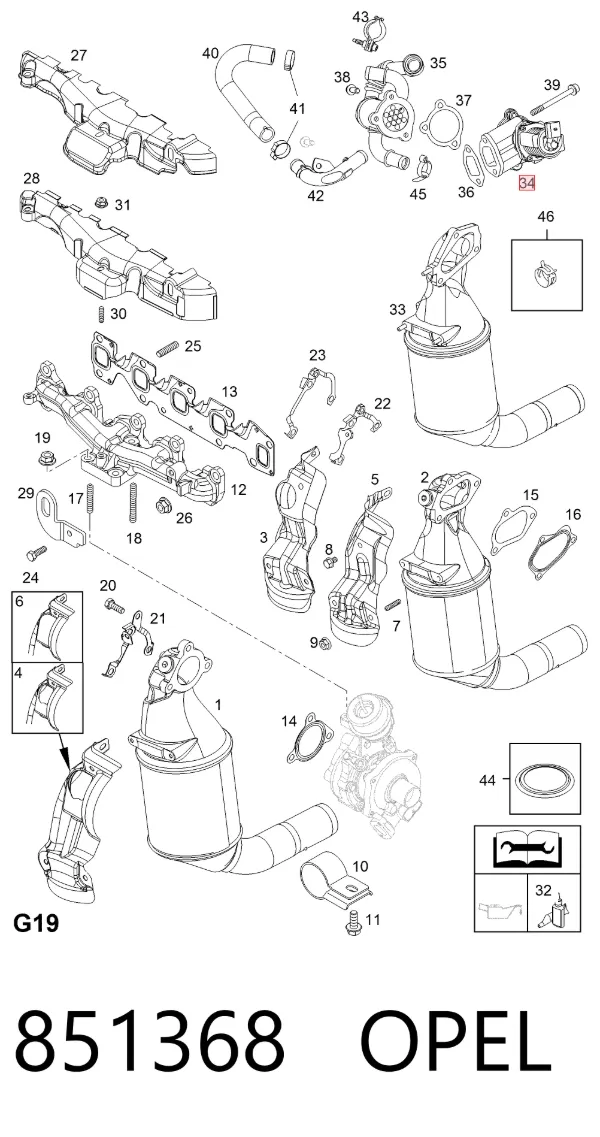 Válvula EGR de recirculação dos gases 851368 Opel