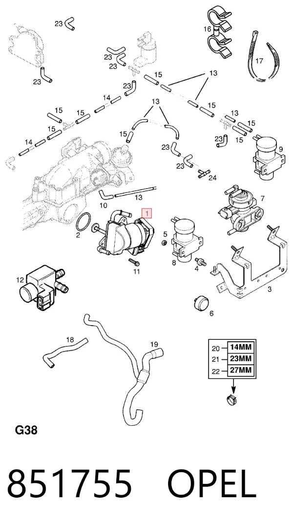 Válvula EGR de recirculação dos gases 851755 Opel