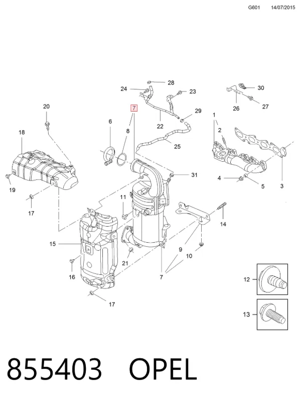 Filtro de partículas do sistema dos gases de escape 855403 Opel
