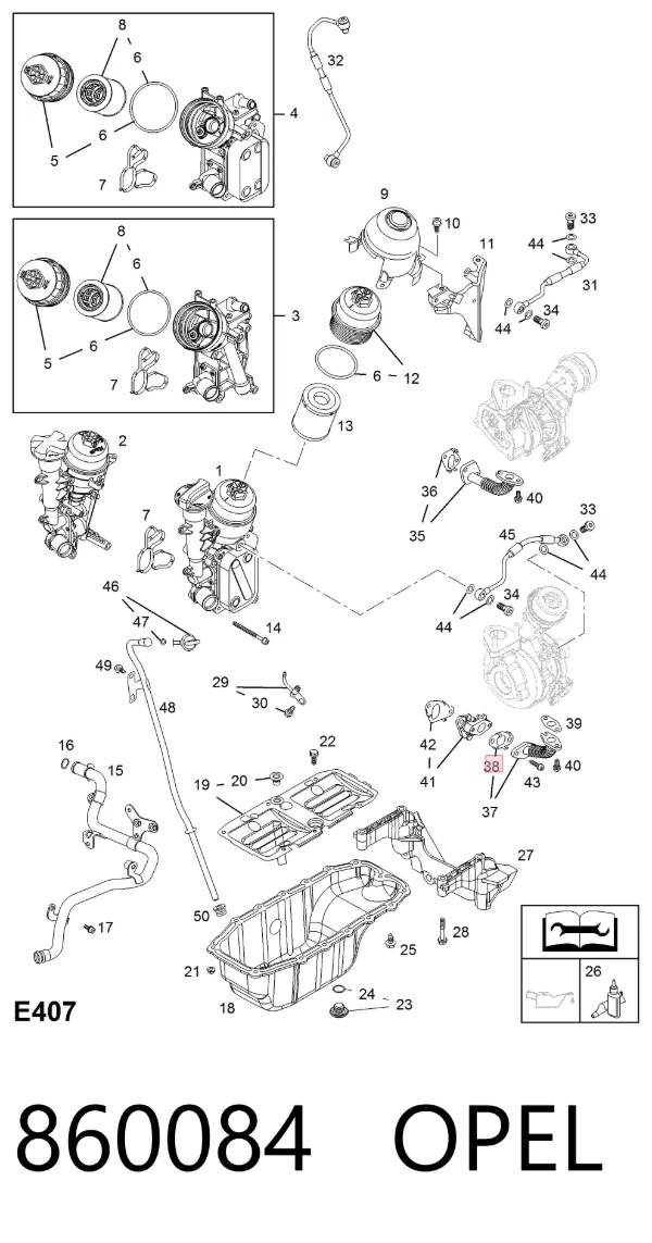 Vedante de mangueira de derivação de óleo de turbina 860084 Opel