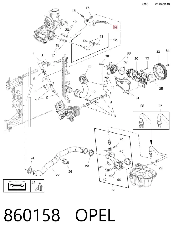 Mangueira (cano derivado) de esfriamento por líquido de turbina, linha de combustível de retorno 860158 Opel