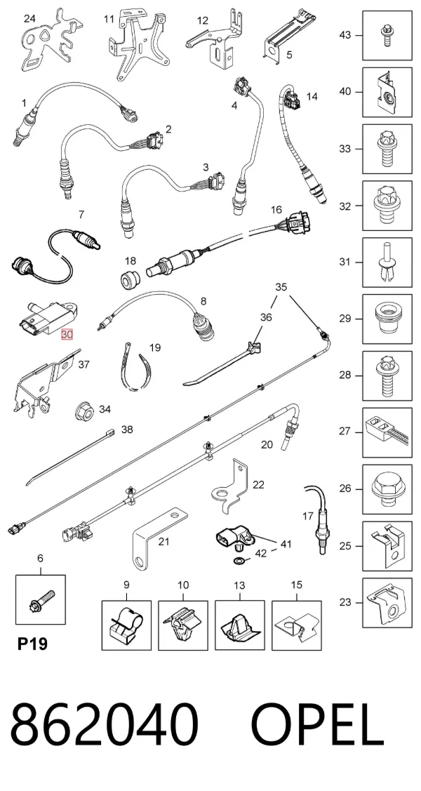 Sensor de pressão dos gases de escape 862040 Opel