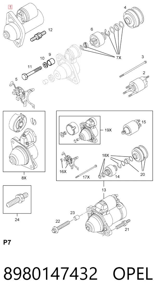 Motor de arranco 8980147432 Opel