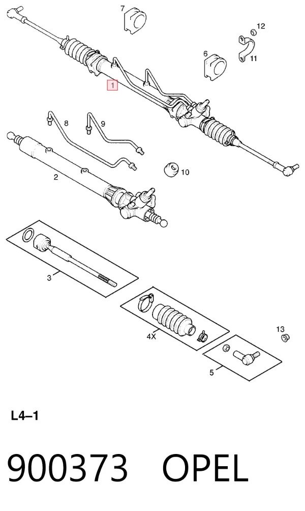 Cremalheira da direção 900373 Opel