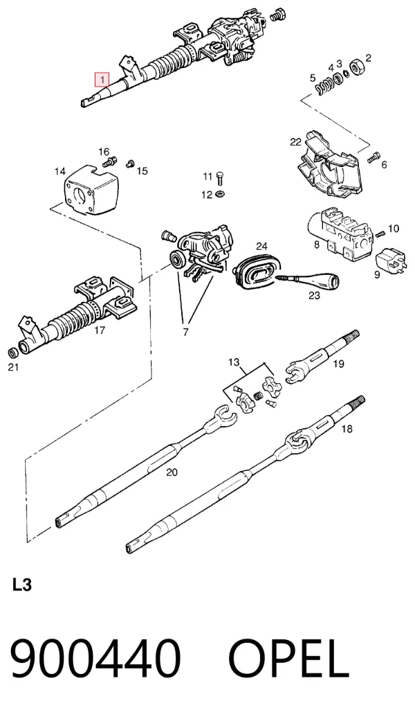Coluna da direção 900440 Opel