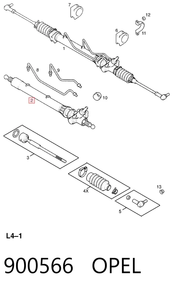 Cremalheira da direção 900566 Opel