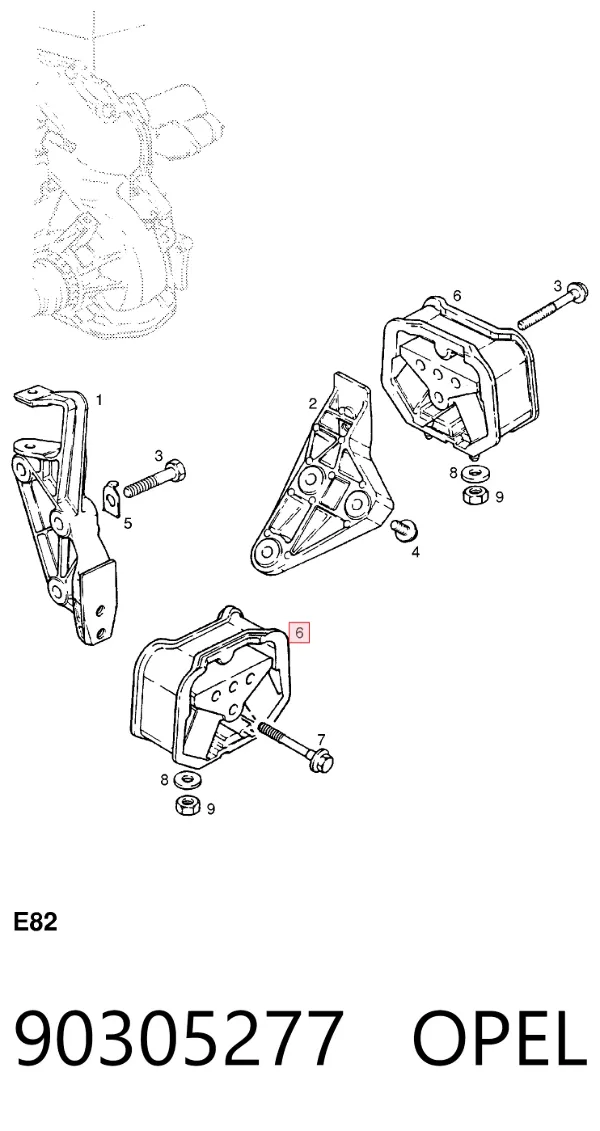Coxim (suporte) traseiro de motor 90305277 Opel