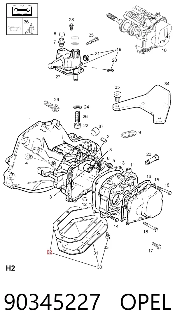 Vedante de panela da Caixa Automática de Mudança/Caixa Mecânica de Mudança 90345227 Opel