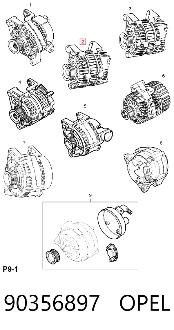 Gerador 90356897 Opel