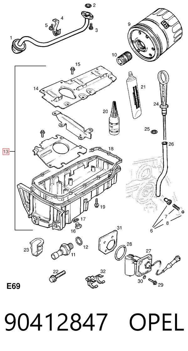 Panela de óleo de cárter do motor 90412847 Opel
