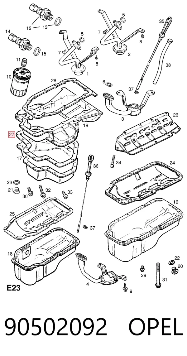 Vedante inferior de panela de cárter do motor 90502092 Opel