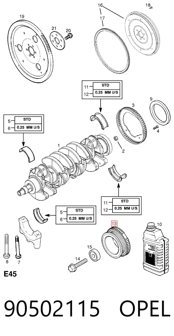 Polia de cambota 90502115 Opel