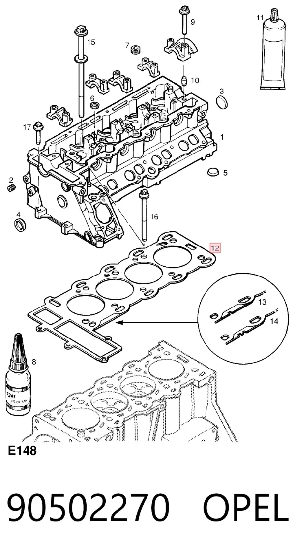 Vedante de cabeça de motor (CBC) 90502270 Opel