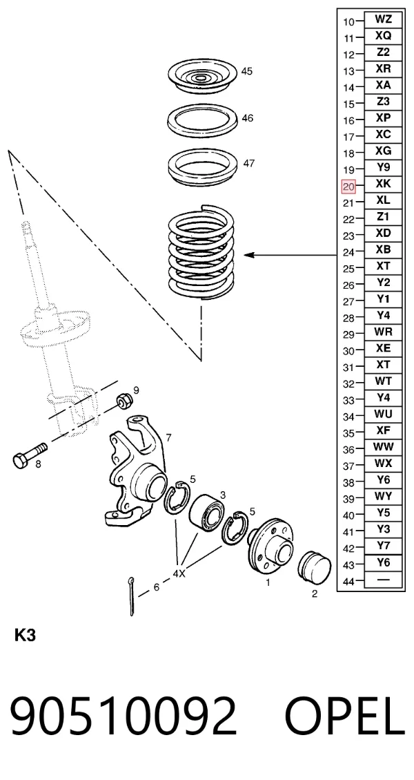 Mola dianteira 90510092 Opel