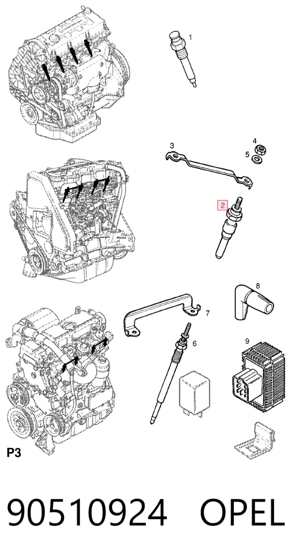 Vela de incandescência 90510924 Opel