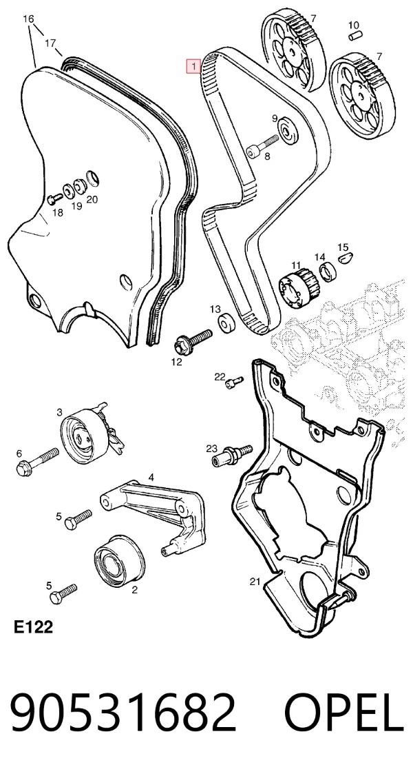 Correia do mecanismo de distribuição de gás 90531682 Opel