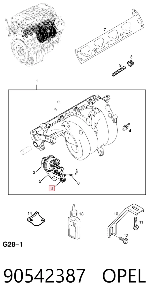 Válvula de fornecimento de ar secundário 90542387 Opel