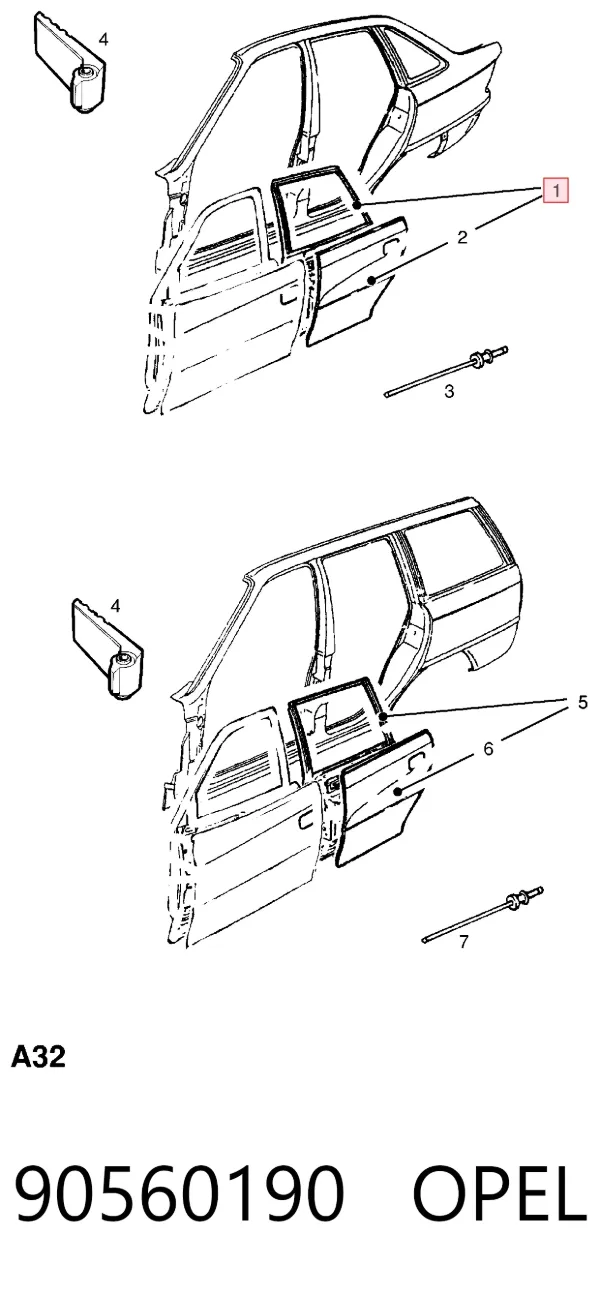 Porta traseira direita 90560190 Opel