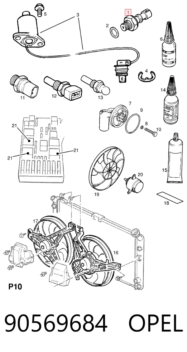Sensor de pressão de óleo 90569684 Opel