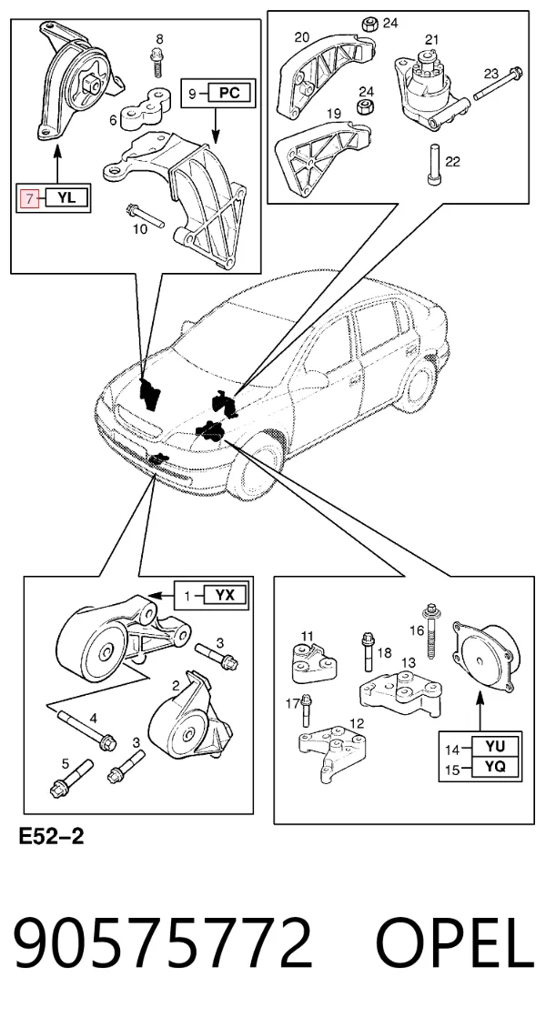 Coxim (suporte) direito de motor 90575772 Opel