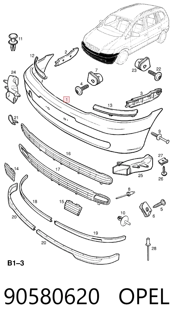 Pára-choque dianteiro 90580620 Opel