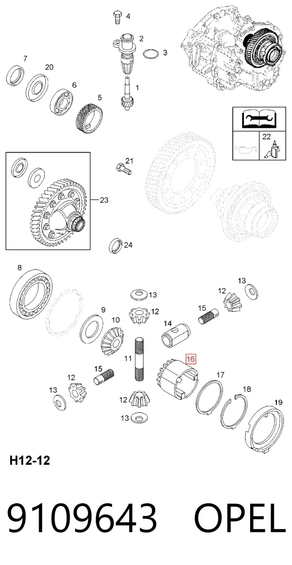 Satélite de diferencial 9109643 Opel