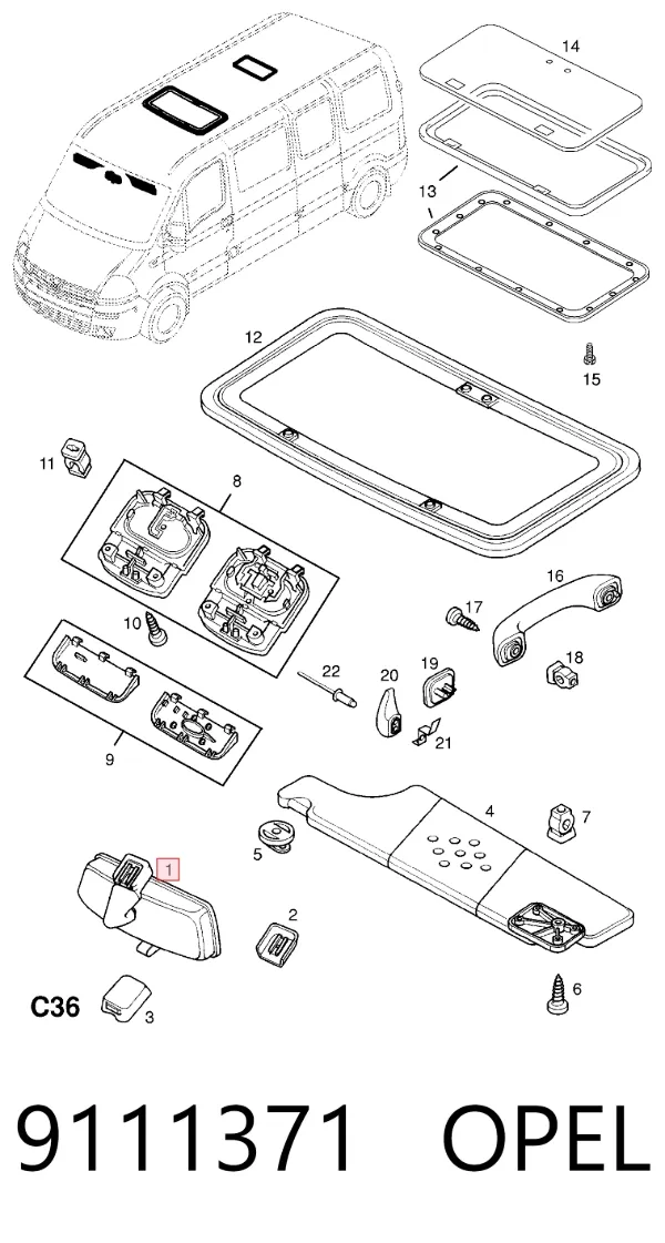 Espelho de salão interno 9111371 Renault (RVI)